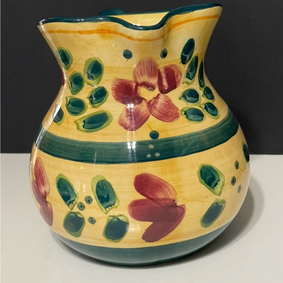 FLEURI Large Ceramic Pitcher Table Tops Unlimited HAND-PAINTED - Picture 6 of 10